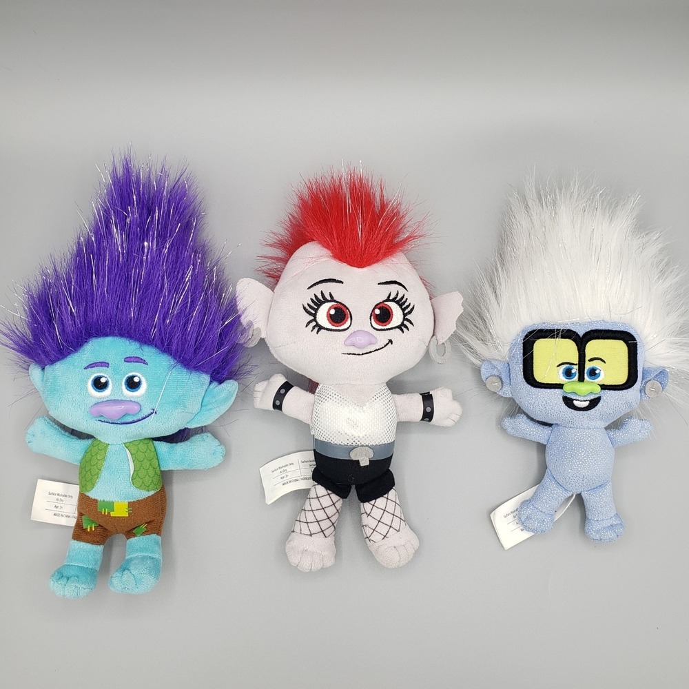 DreamWorks Trolls Plush Lot Barb, Branch, Tiny‎ Diamond